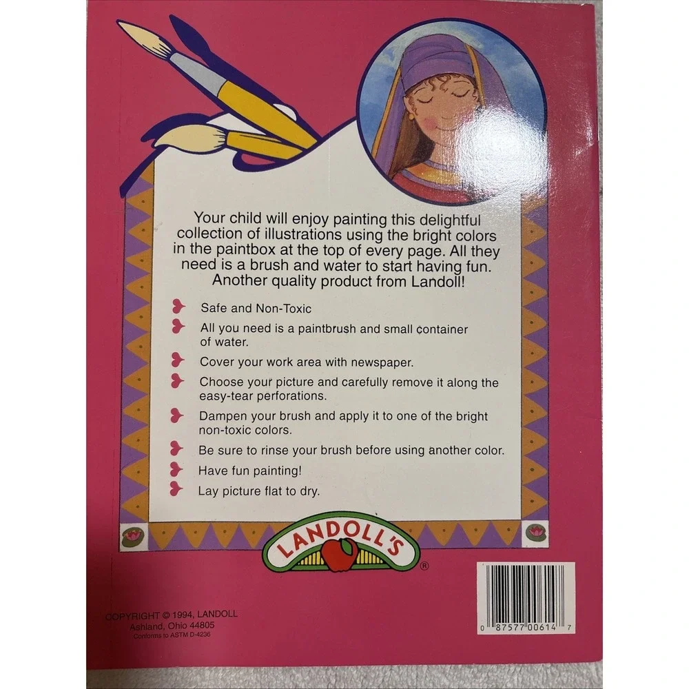 Vintage Landolls Paint with Water MOSES Bible Story 1994 NEW Unused Art Activity